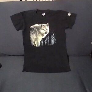 Vintage Black Wolf T-shirt – Size M 10-12